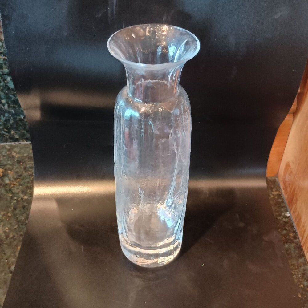 SEA Glasbruk of Sweden Art Glass Vase Tall Bag 9.75" Bud Vase Vintage MCM